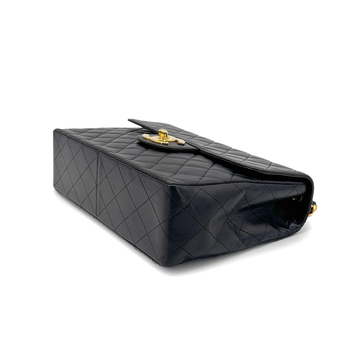 CHANEL VINTAGE JUMBO MATELASSE 30 CHAIN SHOULDER BAG BLACK LAMB SKIN 90275016