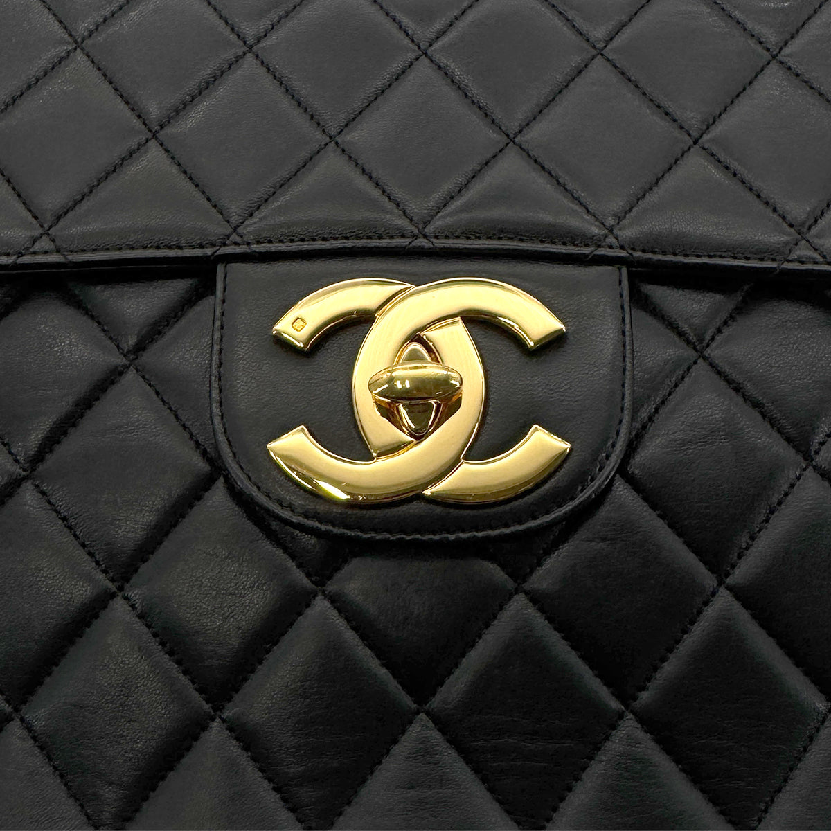 CHANEL VINTAGE JUMBO MATELASSE 30 CHAIN SHOULDER BAG BLACK LAMB SKIN 90275016