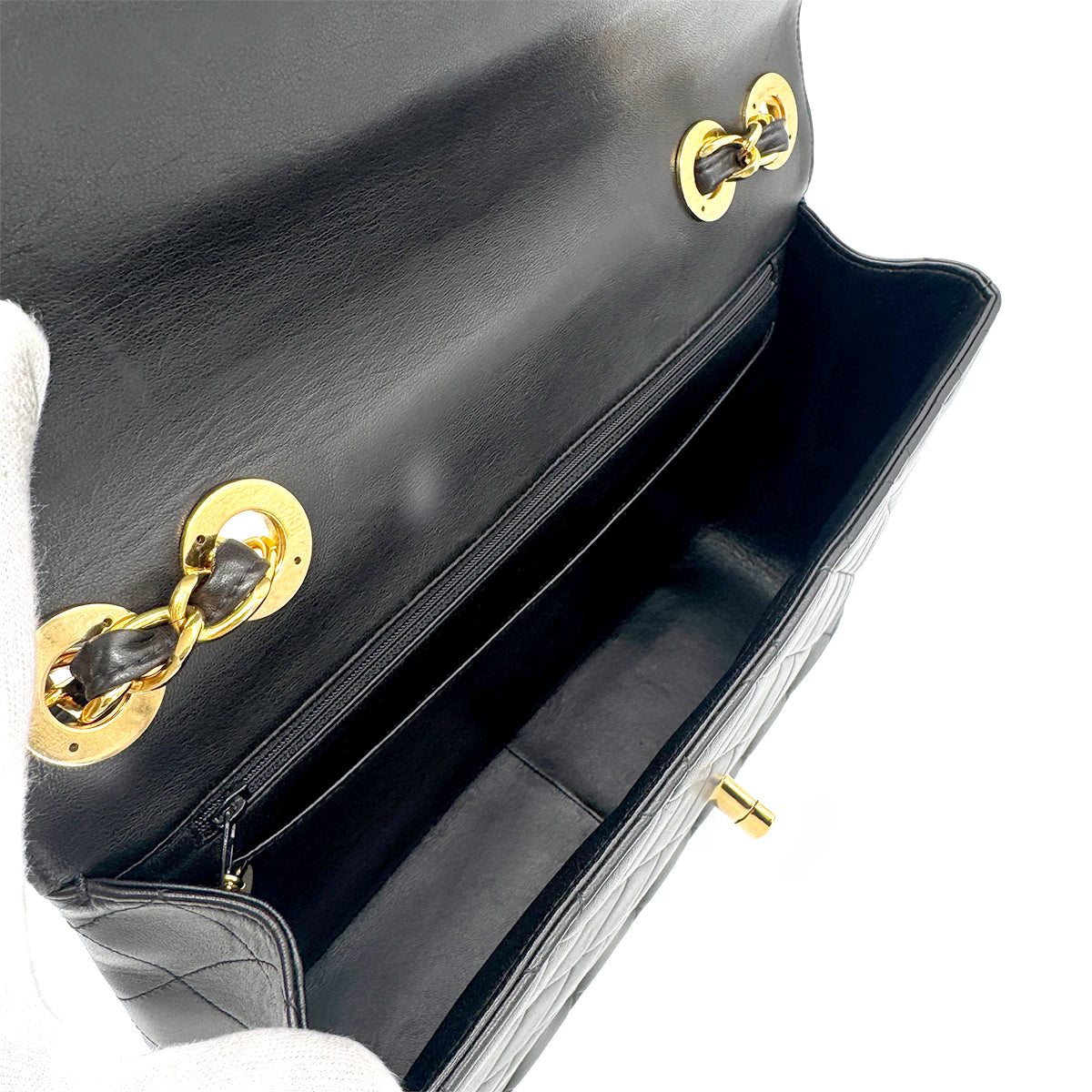 CHANEL VINTAGE JUMBO MATELASSE 30 CHAIN SHOULDER BAG BLACK LAMB SKIN 90275016