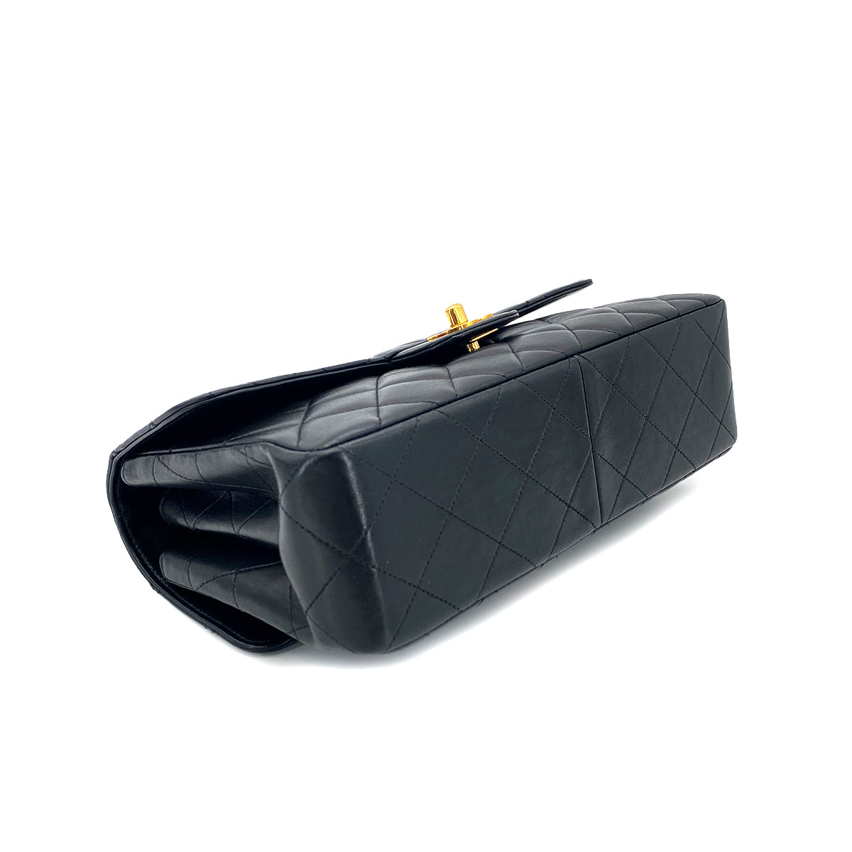 CHANEL VINTAGE  W FACE CHAIN SHOULDER BAG BLACK LAMB SKIN 90275019