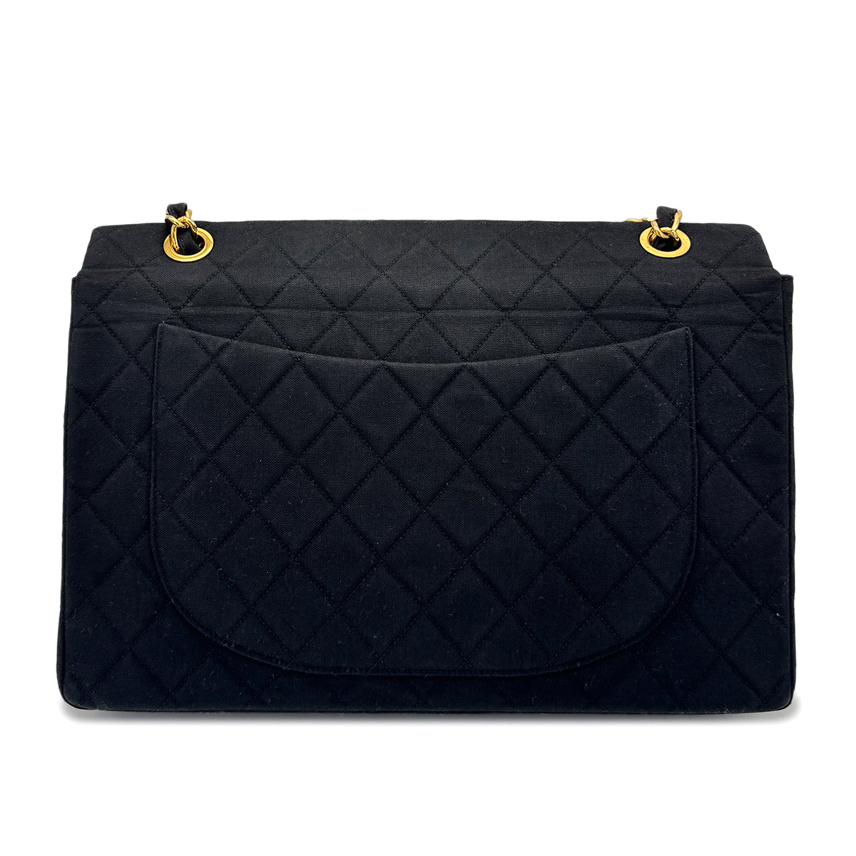 CHANEL VINTAGE MAXI MATELASSE 34 CHAIN SHOULDER BAG BLACK COTTON 90275022