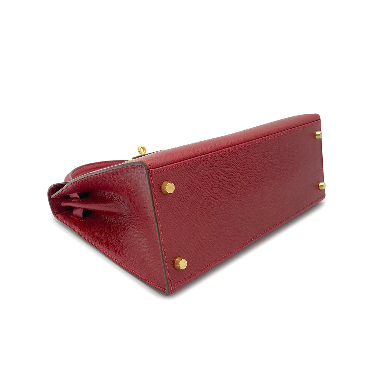 HERMES KELLY 28 SELLIER ROUGE VIF LISSE HAND SHOULDER BAG □G GHW 90275023