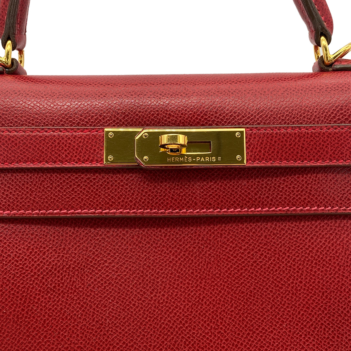 HERMES KELLY 28 SELLIER ROUGE VIF LISSE HAND SHOULDER BAG □G GHW 90275023