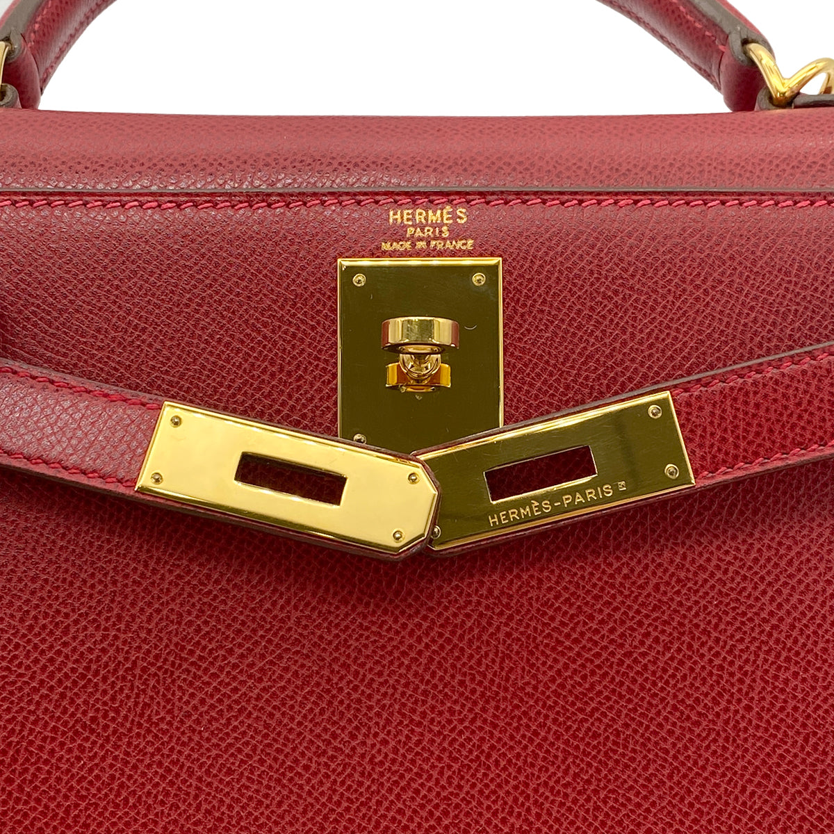 HERMES KELLY 28 SELLIER ROUGE VIF LISSE HAND SHOULDER BAG □G GHW 90275023