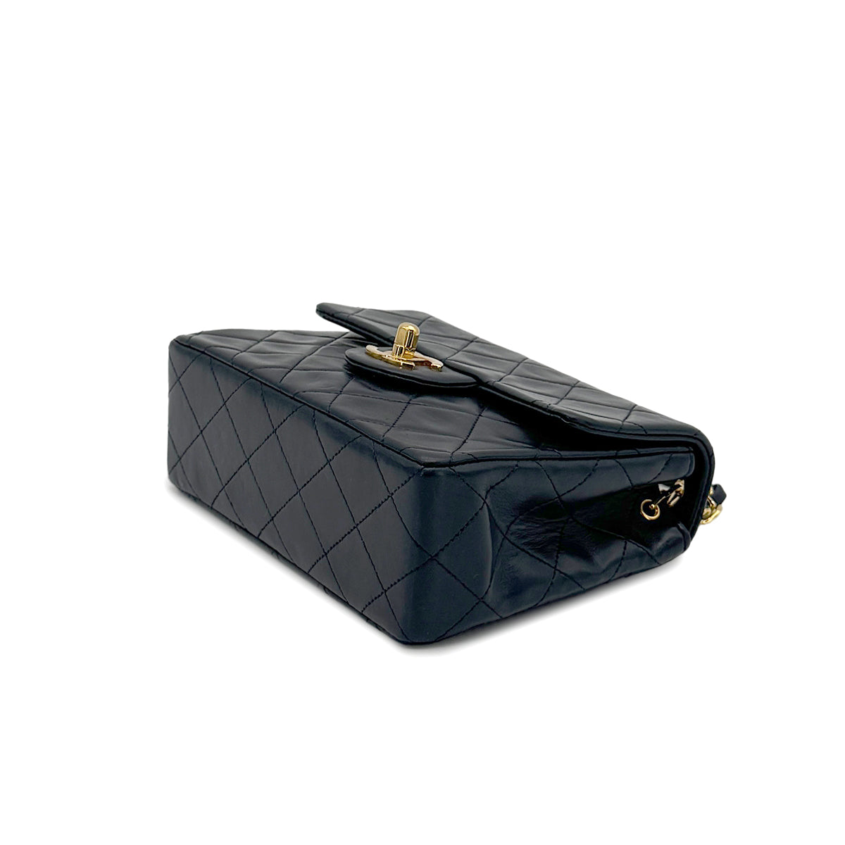 CHANEL VINTAGE MINI SQUARE 17 CHAIN SHOULDER BAG NAVY LAMB SKIN 90275025