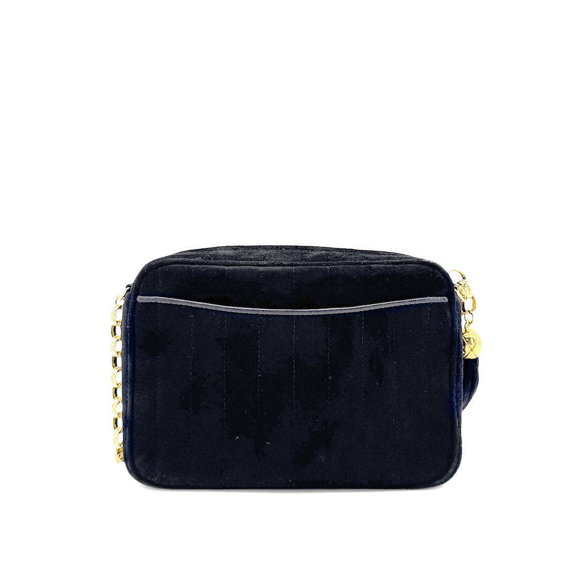 CHANEL VINTAGE COCOMARK FRINGE BIJOU CHAIN SHOLDER BAG BLACK SUEDE 90275034