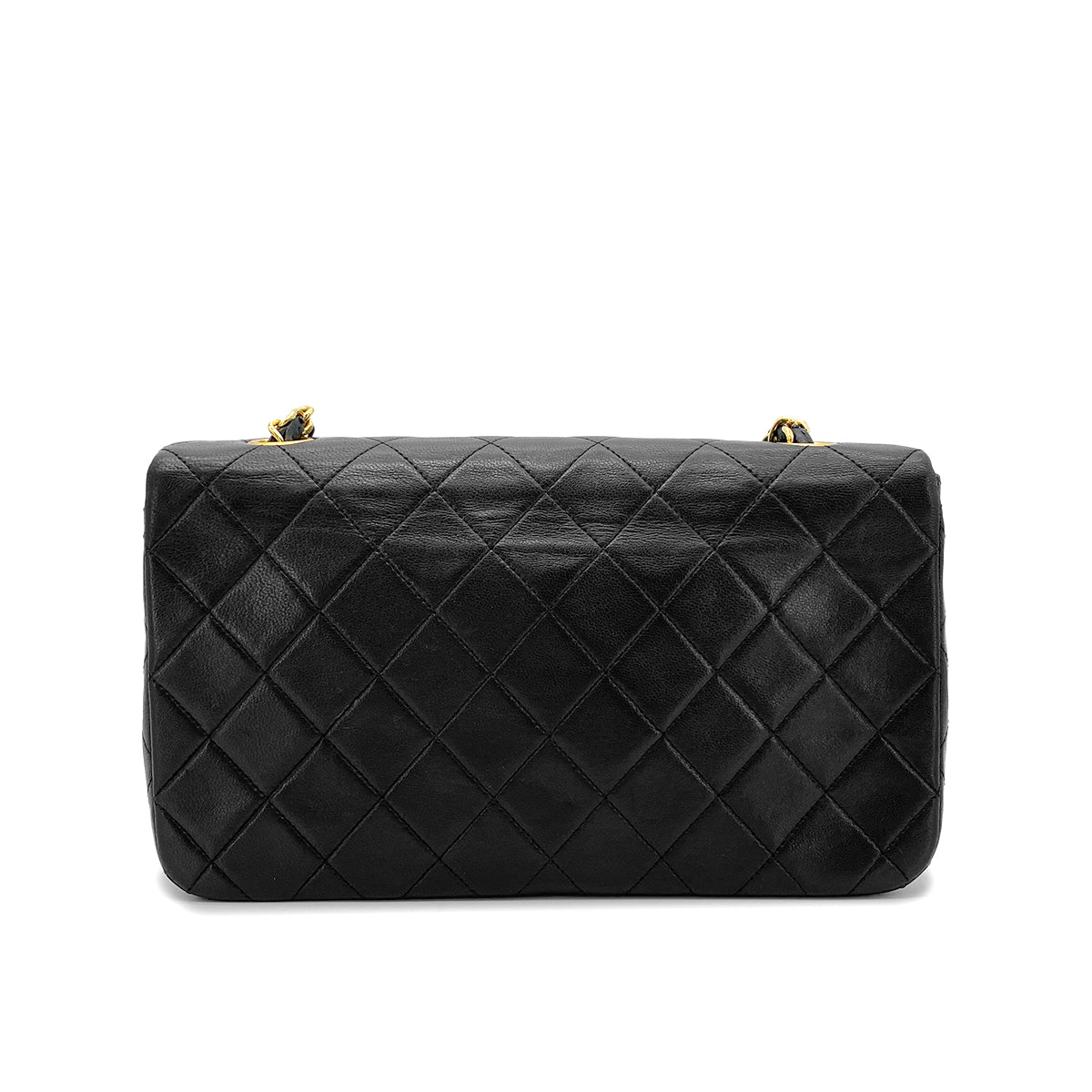 CHANEL VINTAGE FULL FLAP CHAIN SHOULDER BAG BLACK LAMB SKIN 90275036