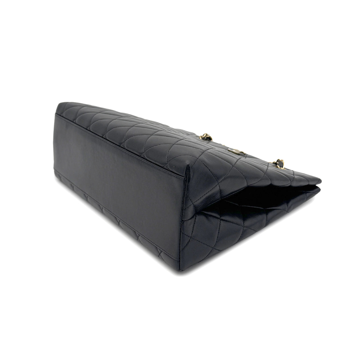 CHANEL VINTAGE MATELASSE CHAIN TOTE BAG BLACK LAMB SKIN 90275037