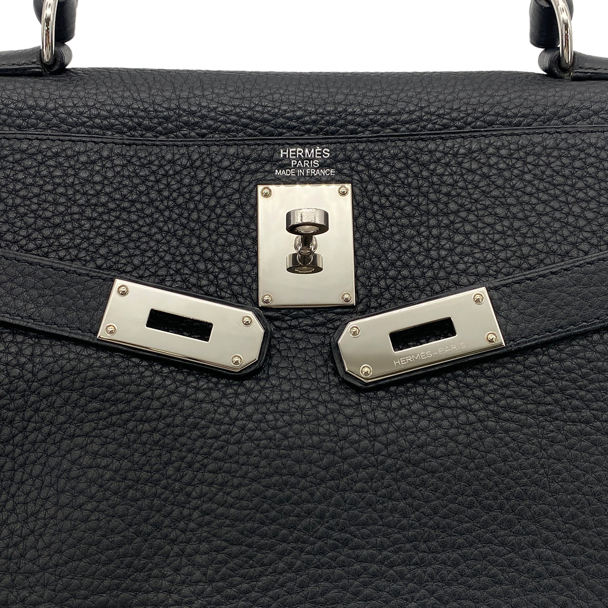 HERMES KELLY FRINGE RETOURNE BLACK TAURILLON CLEMENCE  HAND BAG □M SHW 90275039