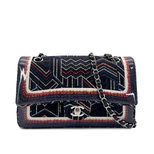 CHANEL CHAIN SHOULDER BAG BLUE CANVAS 90275041