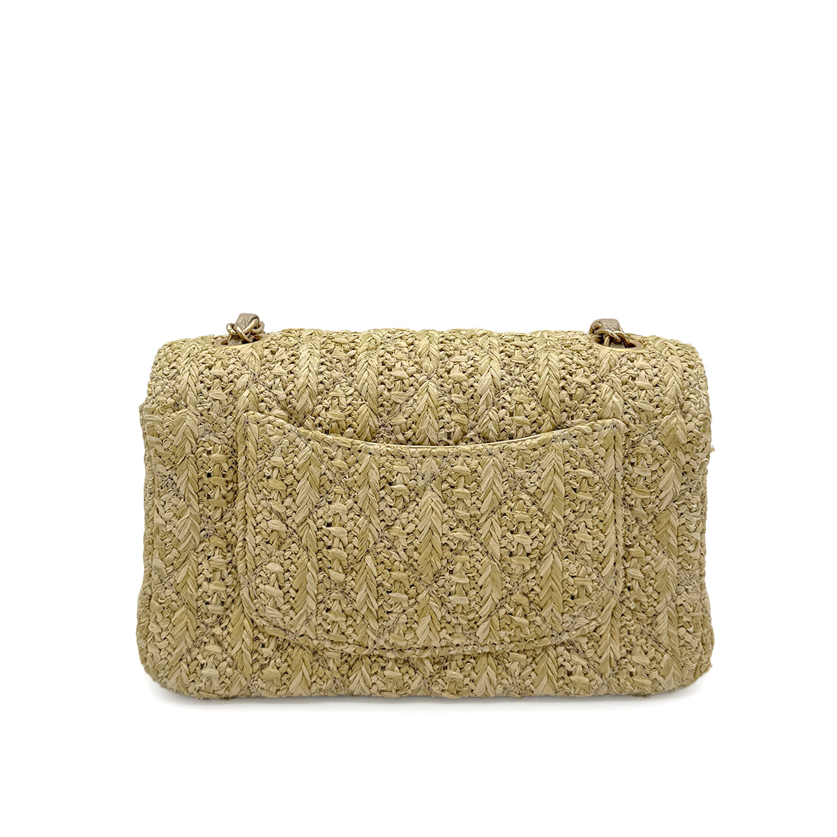 CHANEL MINI MATELASSE OWL CHARM CHAIN SHOULDER BAG  BEIGE RAFIA 90275046