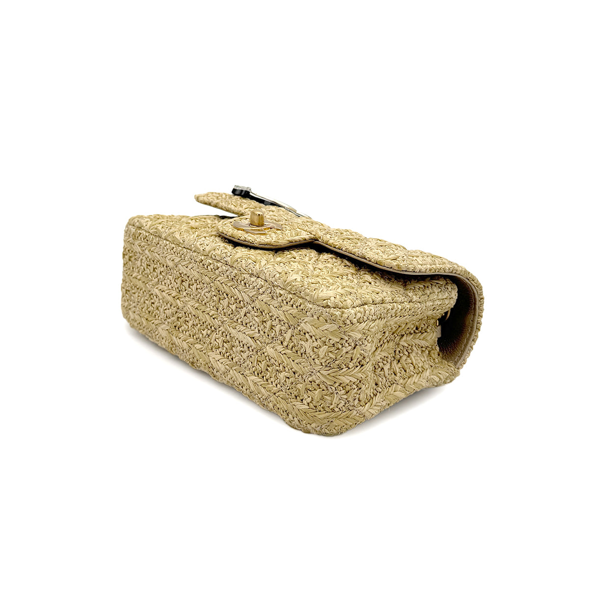 CHANEL MINI MATELASSE OWL CHARM CHAIN SHOULDER BAG  BEIGE RAFIA 90275046