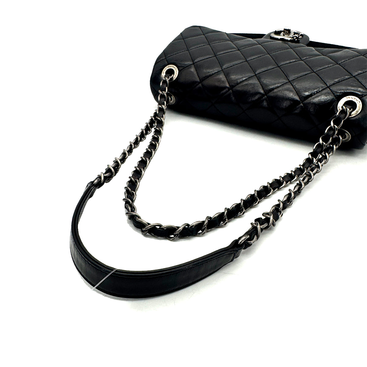 CHANEL MATELASSE CAMELLIA CHAIN SHOULDER BAG BLACK LAMBSKIN FELT 90275134