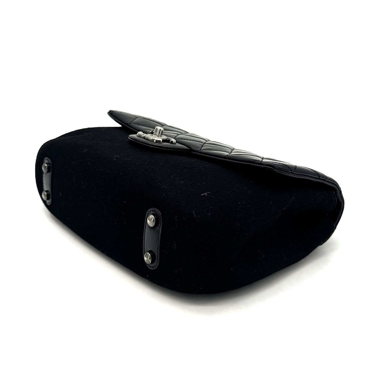 CHANEL MATELASSE CAMELLIA CHAIN SHOULDER BAG BLACK LAMBSKIN FELT 90275134