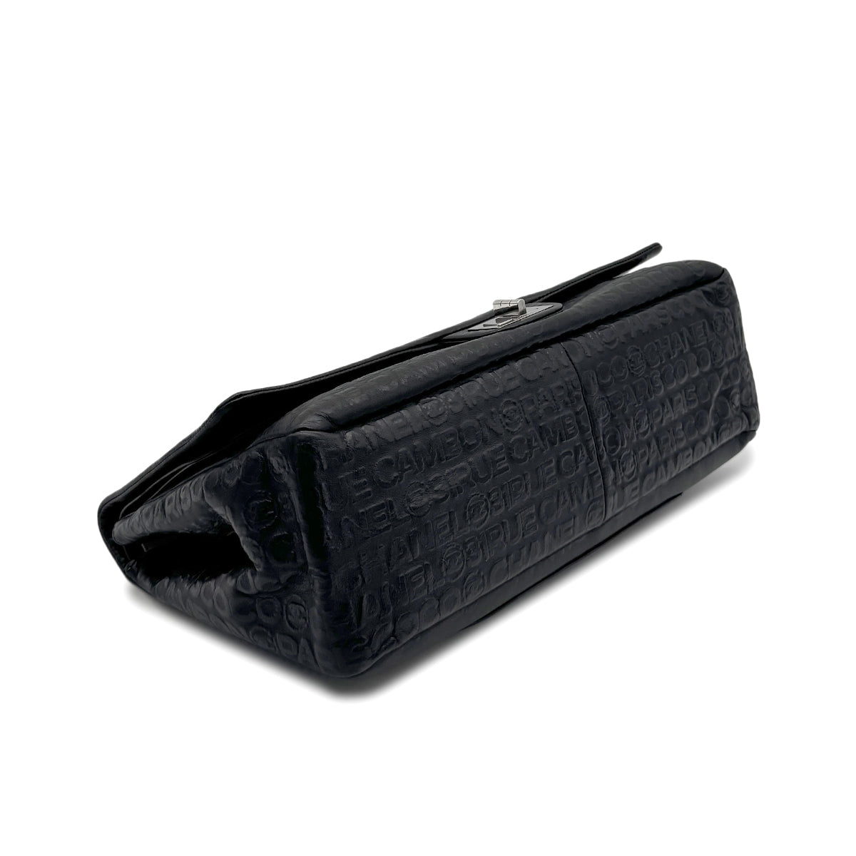 CHANEL VINTAGE 2.55 31 RUE CAMBON LOGO CHAIN SHOULDER BAG BLACK LEATHER 90275136