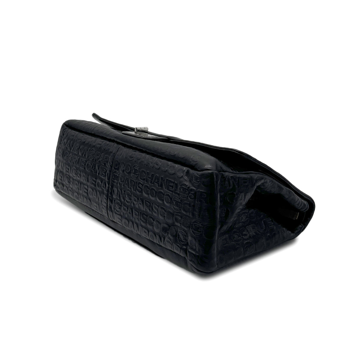 CHANEL VINTAGE 2.55 31 RUE CAMBON LOGO CHAIN SHOULDER BAG BLACK LEATHER 90275136