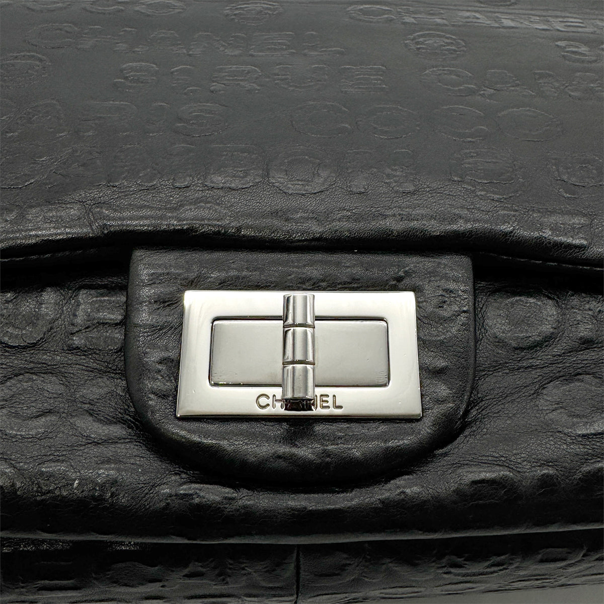 CHANEL VINTAGE 2.55 31 RUE CAMBON LOGO CHAIN SHOULDER BAG BLACK LEATHER 90275136