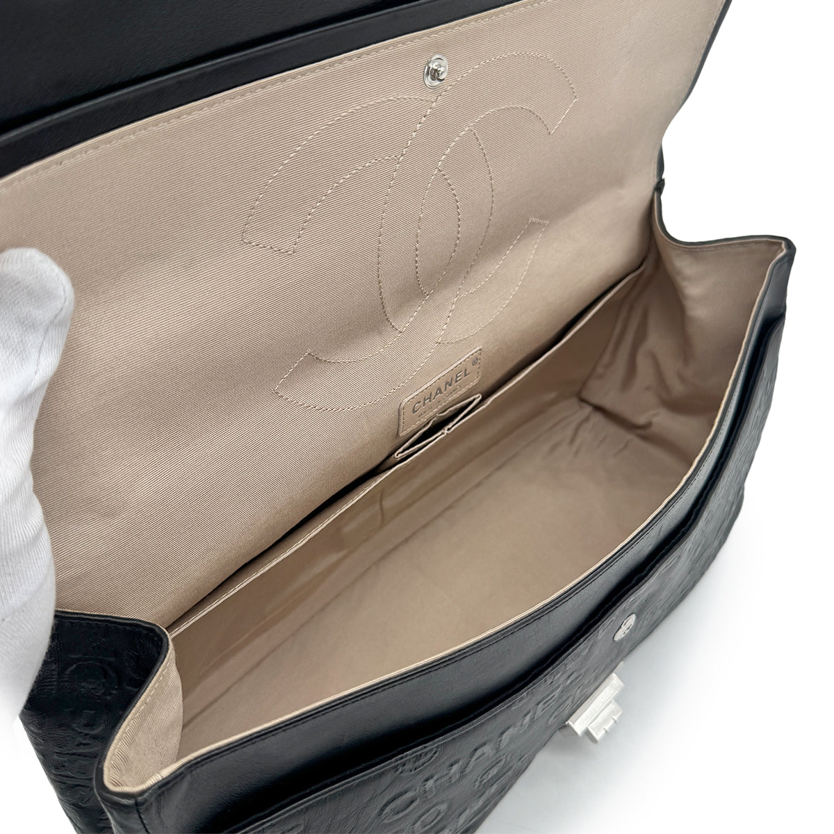 CHANEL VINTAGE 2.55 31 RUE CAMBON LOGO CHAIN SHOULDER BAG BLACK LEATHER 90275136