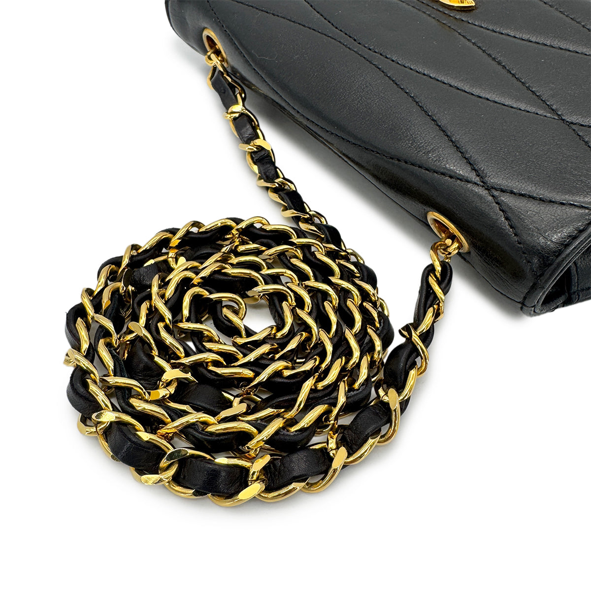 CHANEL VINTAGE COCOMARK CHAIN SHOULDER BAG BLACK LAMB SKIN 90275138