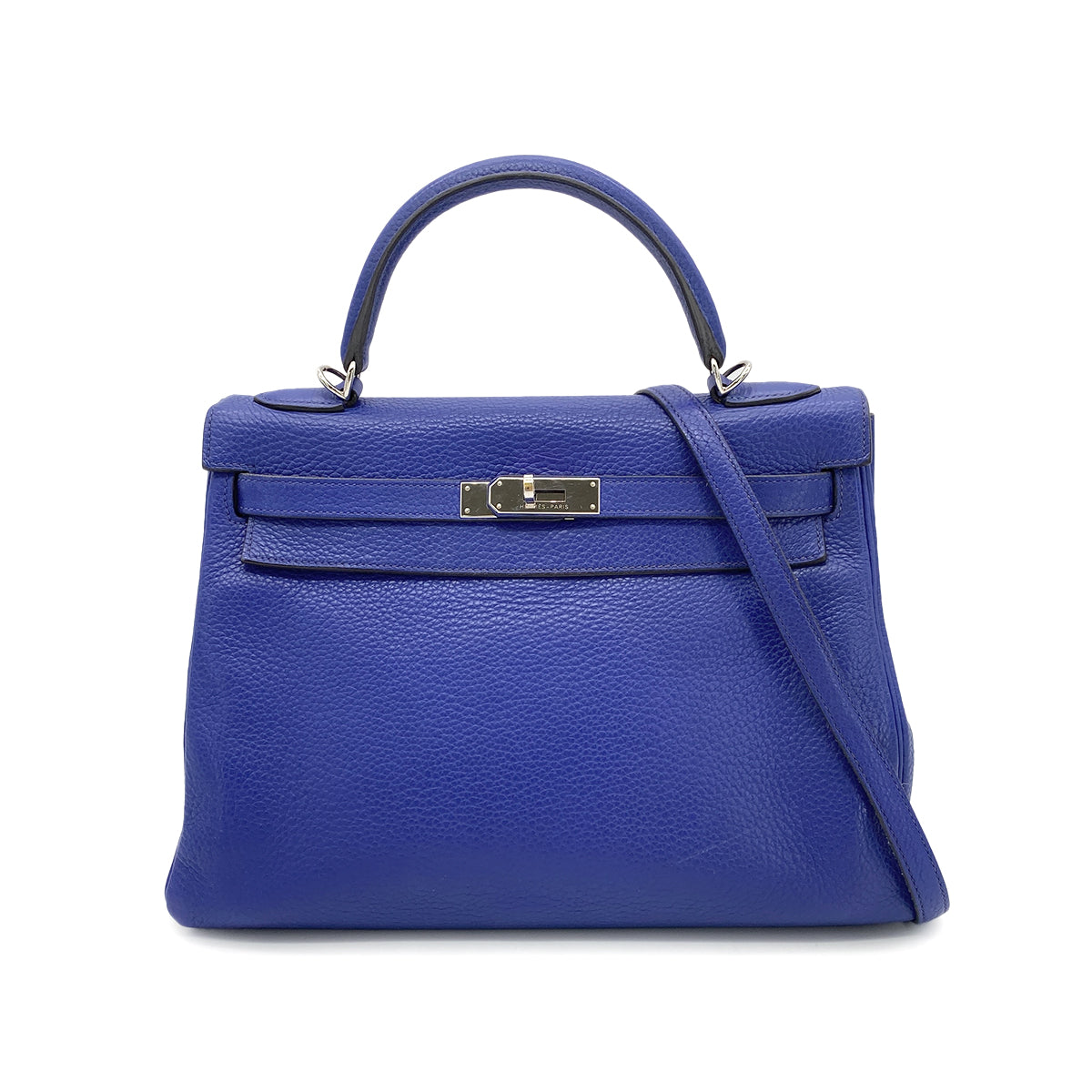 HERMES KELLY 32 RETOURNE BLUE ELECTRIC TAURILLON CLEMENCE HAND SHOULDER BAG □R 90275142