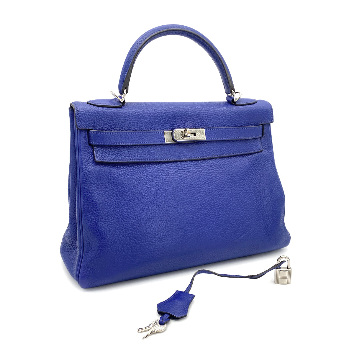 HERMES KELLY 32 RETOURNE BLUE ELECTRIC TAURILLON CLEMENCE HAND SHOULDER BAG □R 90275142
