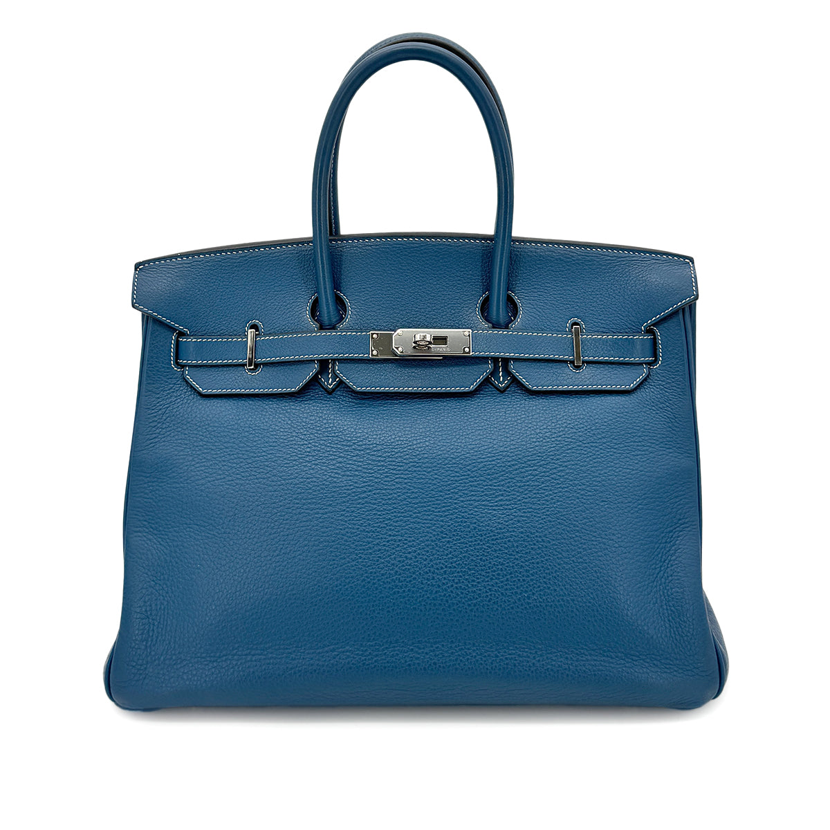 HERMES BIRKIN 35 BLUE THALASSA TOGO HAND BAG □G SHW 90275143
