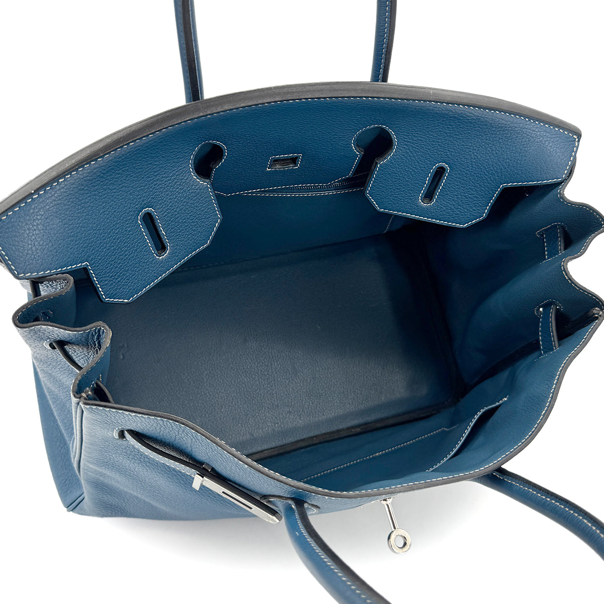 HERMES BIRKIN 35 BLUE THALASSA TOGO HAND BAG □G SHW 90275143