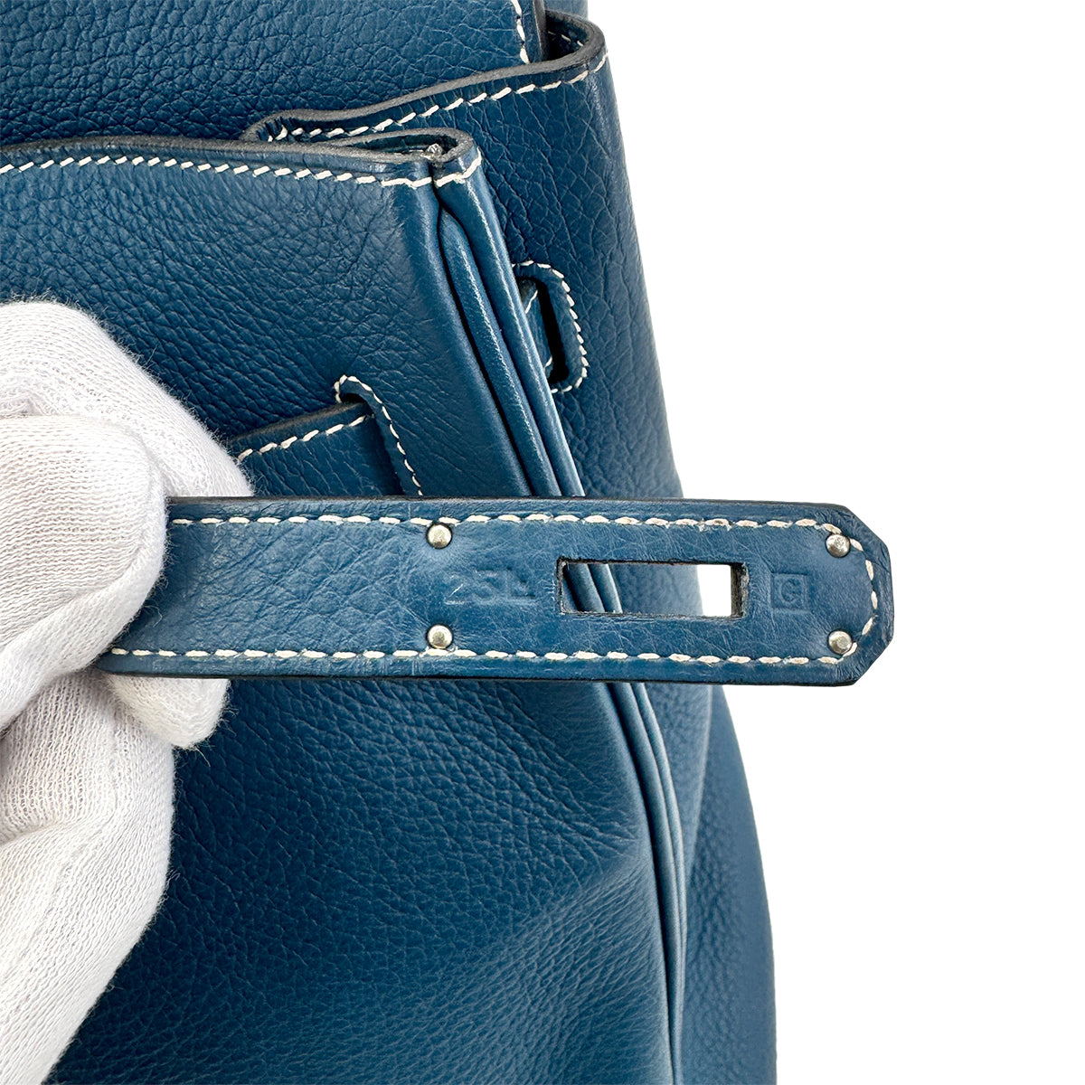 HERMES BIRKIN 35 BLUE THALASSA TOGO HAND BAG □G SHW 90275143