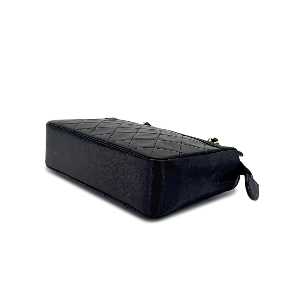 CHANEL VINTAGE MATELASSE CHAIN HAND SHOULDER BAG BLACK LAMB SKIN 90275144