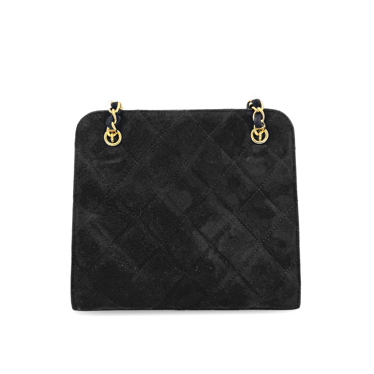 CHANEL VINTAGE MATELASSE CHAIN HAND SHOULDER BAG BLACK SUEDE 90275145
