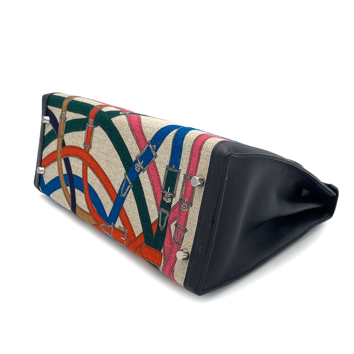 HERMES KELLY 32 SELLIER CAVALCADOUR BLACK TOILE DE CAMP SWIFT HAND SHOULDER BAG C SHW 90275149