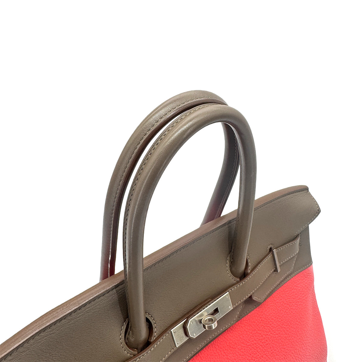 HERMES BIRKIN CASAQUE 35 ROSE JAIPUR ARGILE ETOUPE TAURILLON CLEMENCE SWIFT HAND BAG □P SHW 90275152