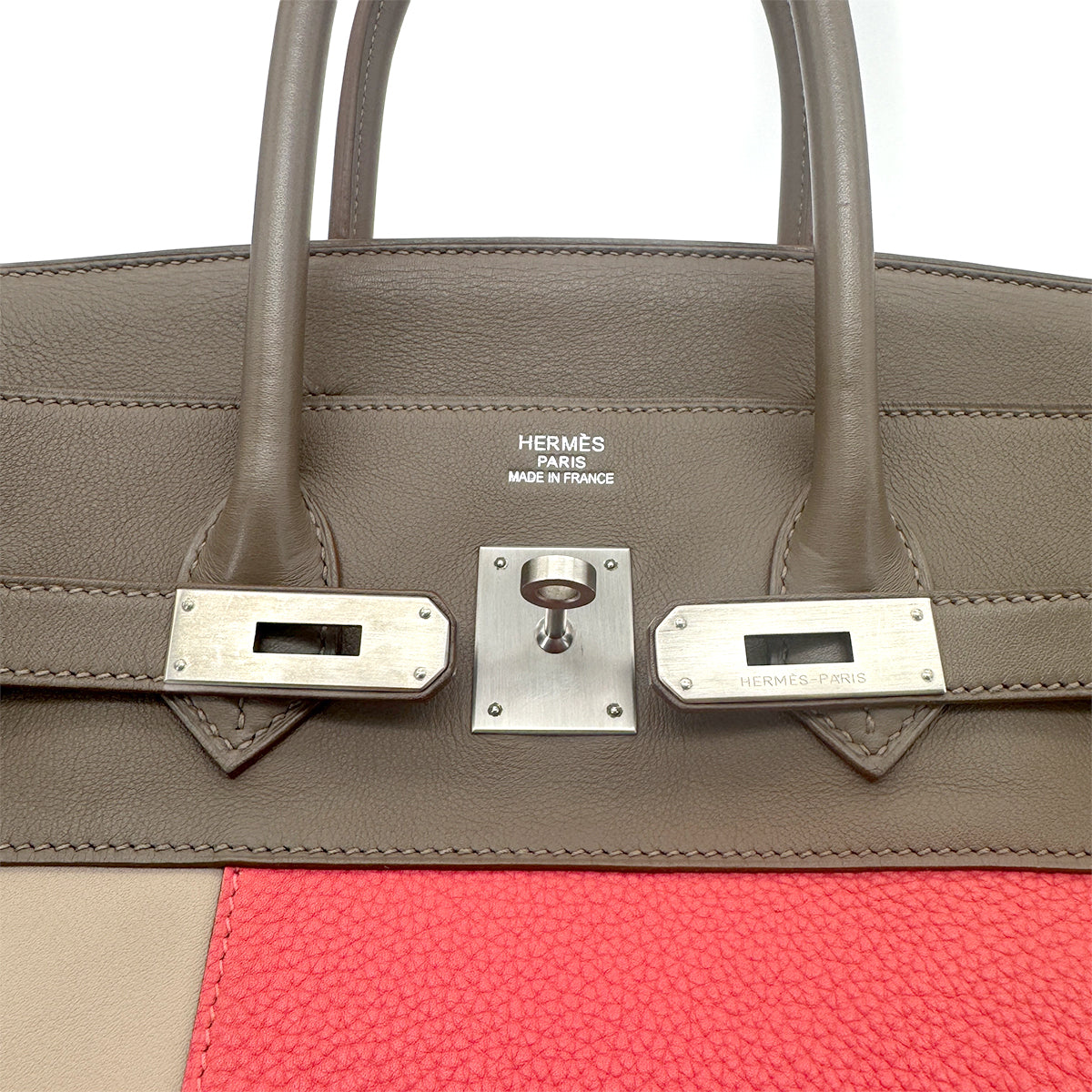 HERMES BIRKIN CASAQUE 35 ROSE JAIPUR ARGILE ETOUPE TAURILLON CLEMENCE SWIFT HAND BAG □P SHW 90275152