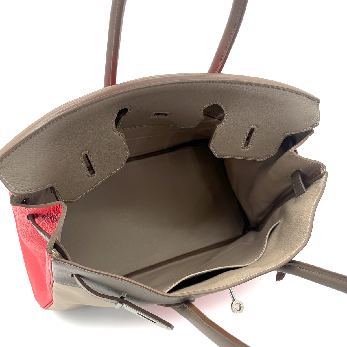 HERMES BIRKIN CASAQUE 35 ROSE JAIPUR ARGILE ETOUPE TAURILLON CLEMENCE SWIFT HAND BAG □P SHW 90275152