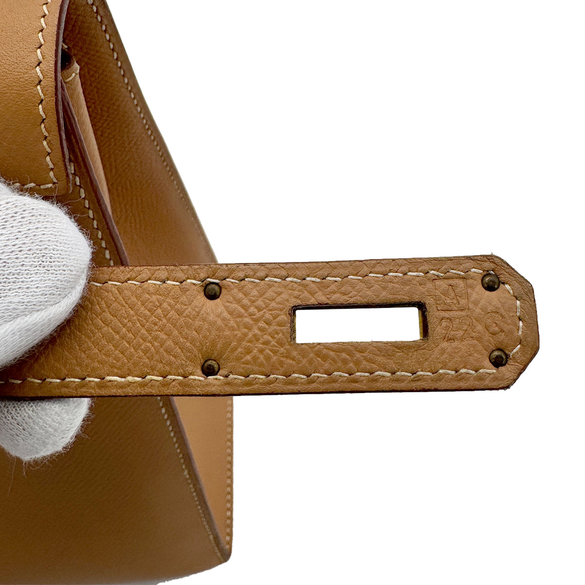 HERMES KELLY 28 SELLIER NATURAL COUCHEVEL HAND SHOULDER BAG □A GHW 90275158