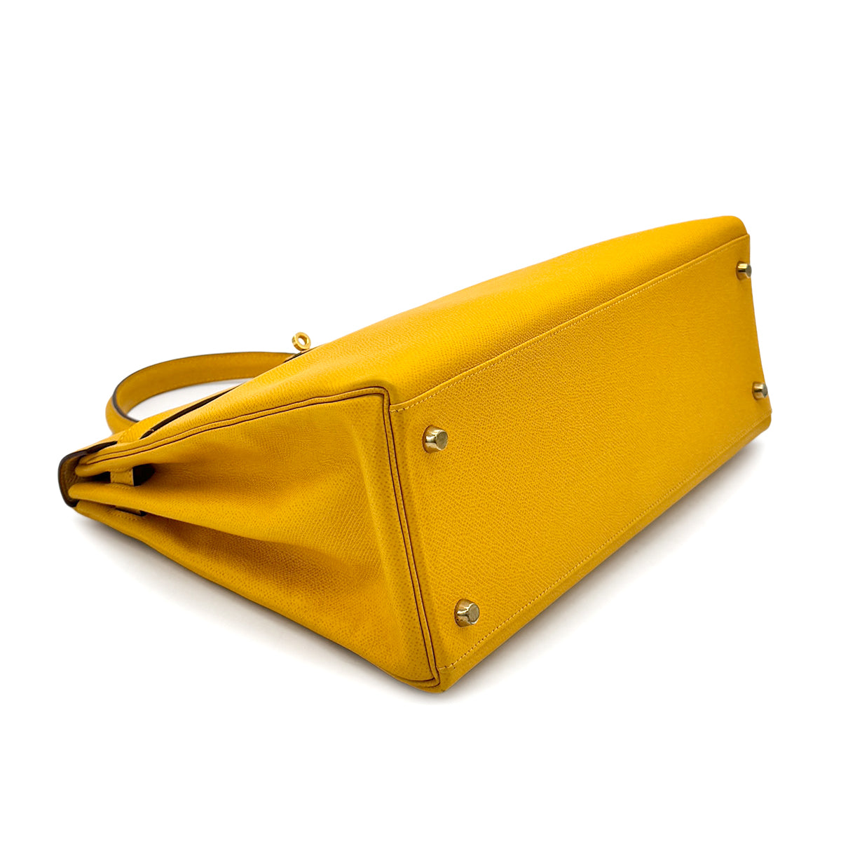 HERMES KELLY 35 JAUNE COUCHEVEL HAND SHOULDER BAG 〇W 90275161