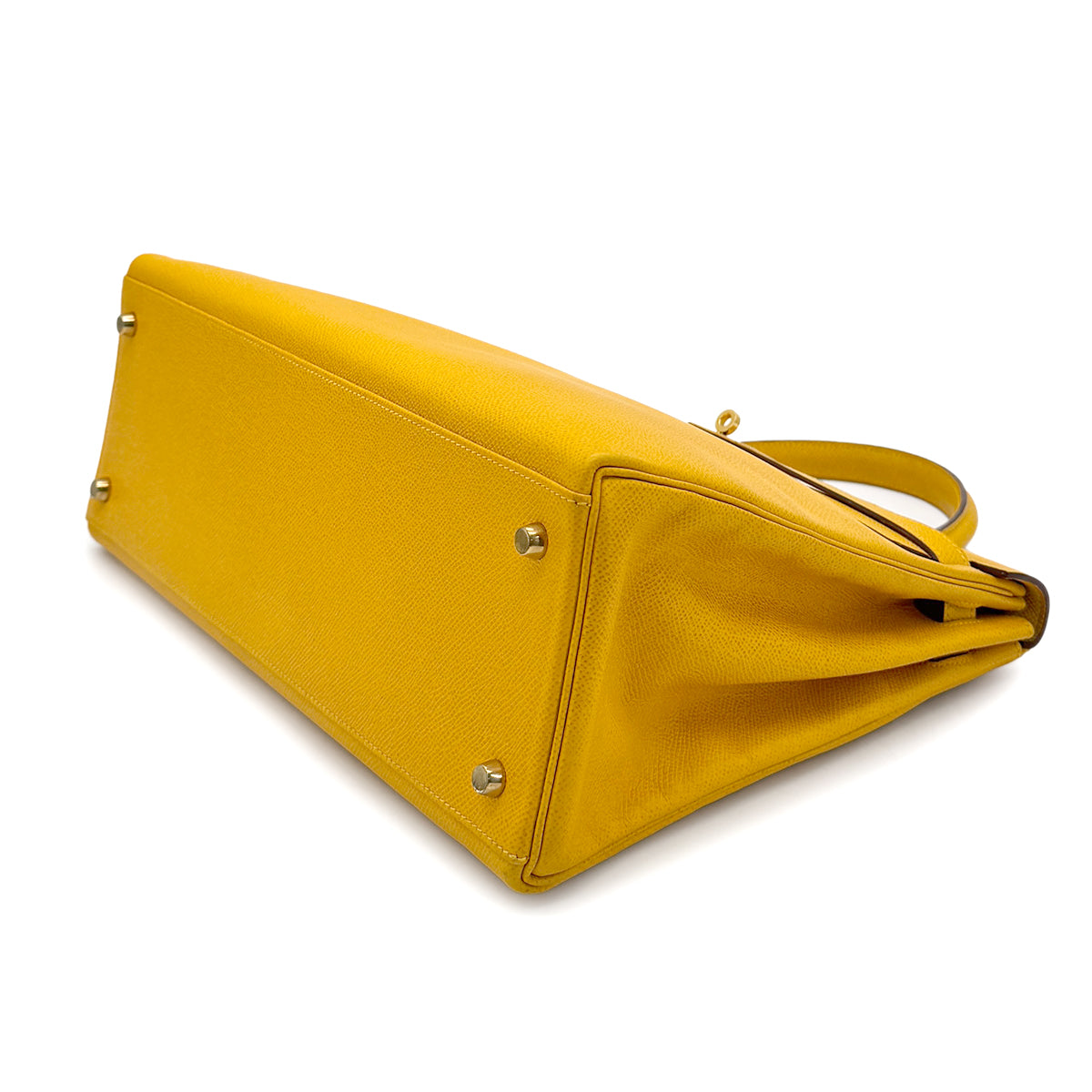 HERMES KELLY 35 JAUNE COUCHEVEL HAND SHOULDER BAG 〇W 90275161