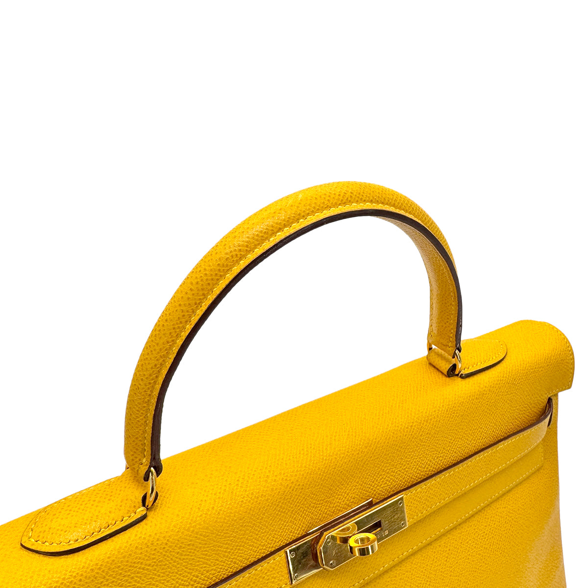 HERMES KELLY 35 JAUNE COUCHEVEL HAND SHOULDER BAG 〇W 90275161