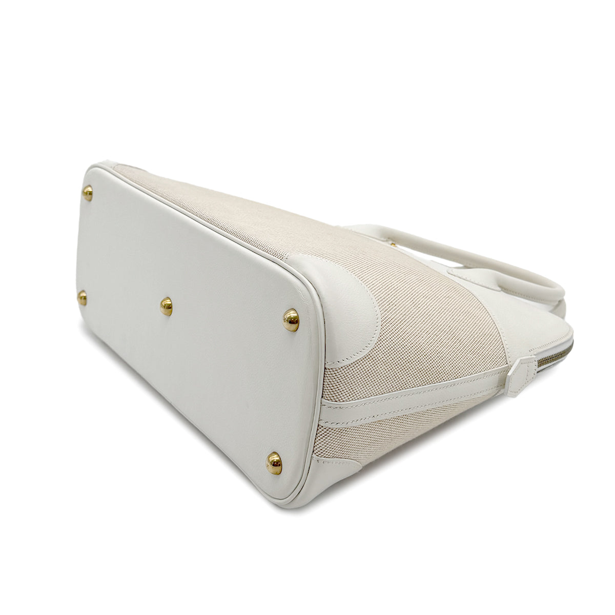 HERMES BOLIDE 35 WHITE VEAU GULLIVER TOILE H HAND SHOULDER BAG □A GHW 90275310