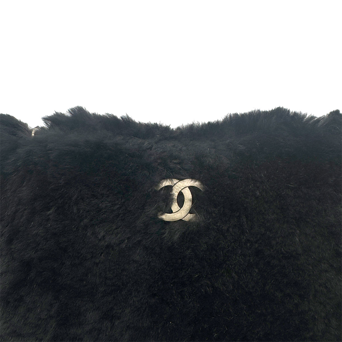 CHANEL VINTAGE CHAIN SHOULDER BAG BLACK LEATHER FUR 90275598