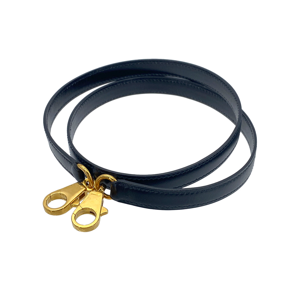 HERMES KELLY BLACK BOXCALF HAND SHOULDER BAG STRAP GHW 90275599