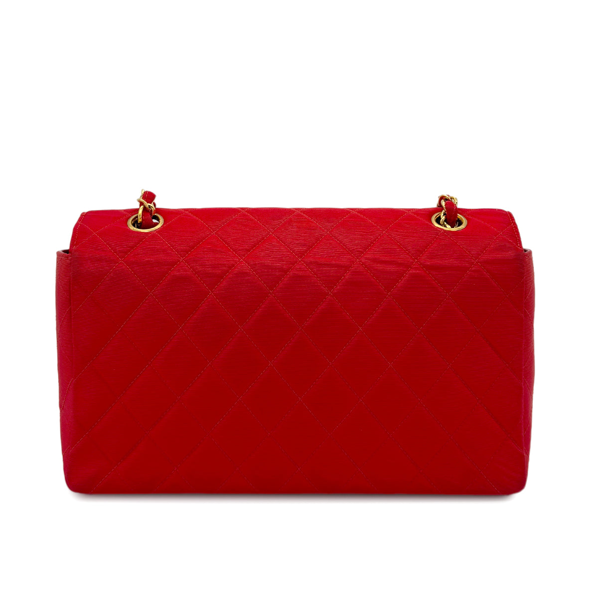 CHANEL VINTAGE MATELASSE CHAIN SHOULDER BAG RED COTTON 90275604