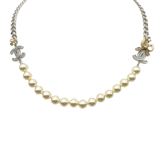CHANEL NECKLACE COCOMARK FAUX PEARL FLOWER STAR RHINESTONE ACCESSORY B25K 90275608