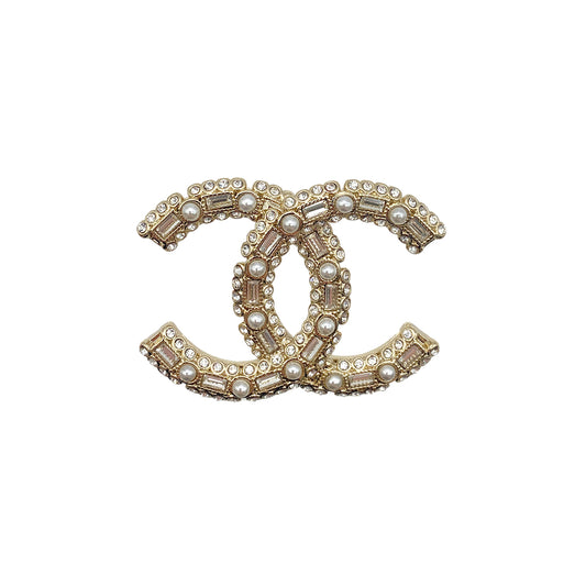 CHANEL COCOMARK BROOCH RHINESTONE FAUX PEARL ACCESSORY B23C 90275609