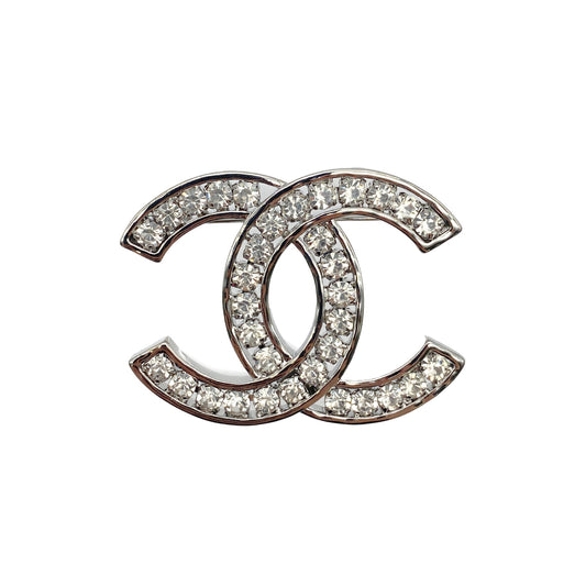 CHANEL COCOMARK BROOCH RHINESTONE SILVER ACCESSORY B23C 90275610