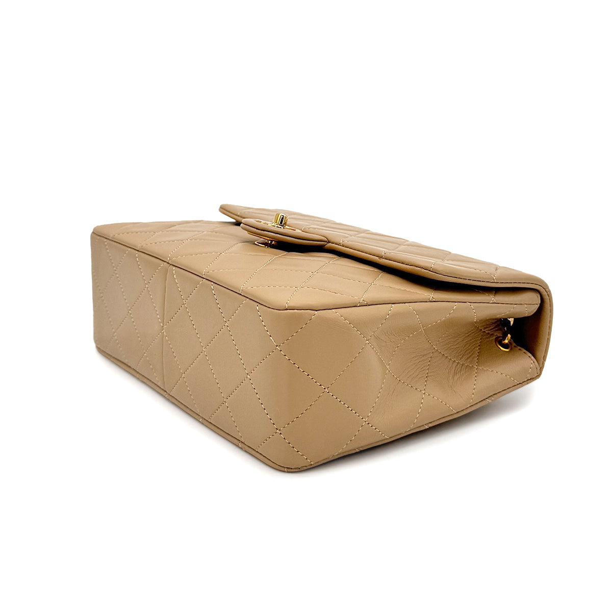 CHANEL VINTAGE MINI SQUARE 20 CHAIN SHOULDER BAG BEIGE LAMB SKIN 90275611