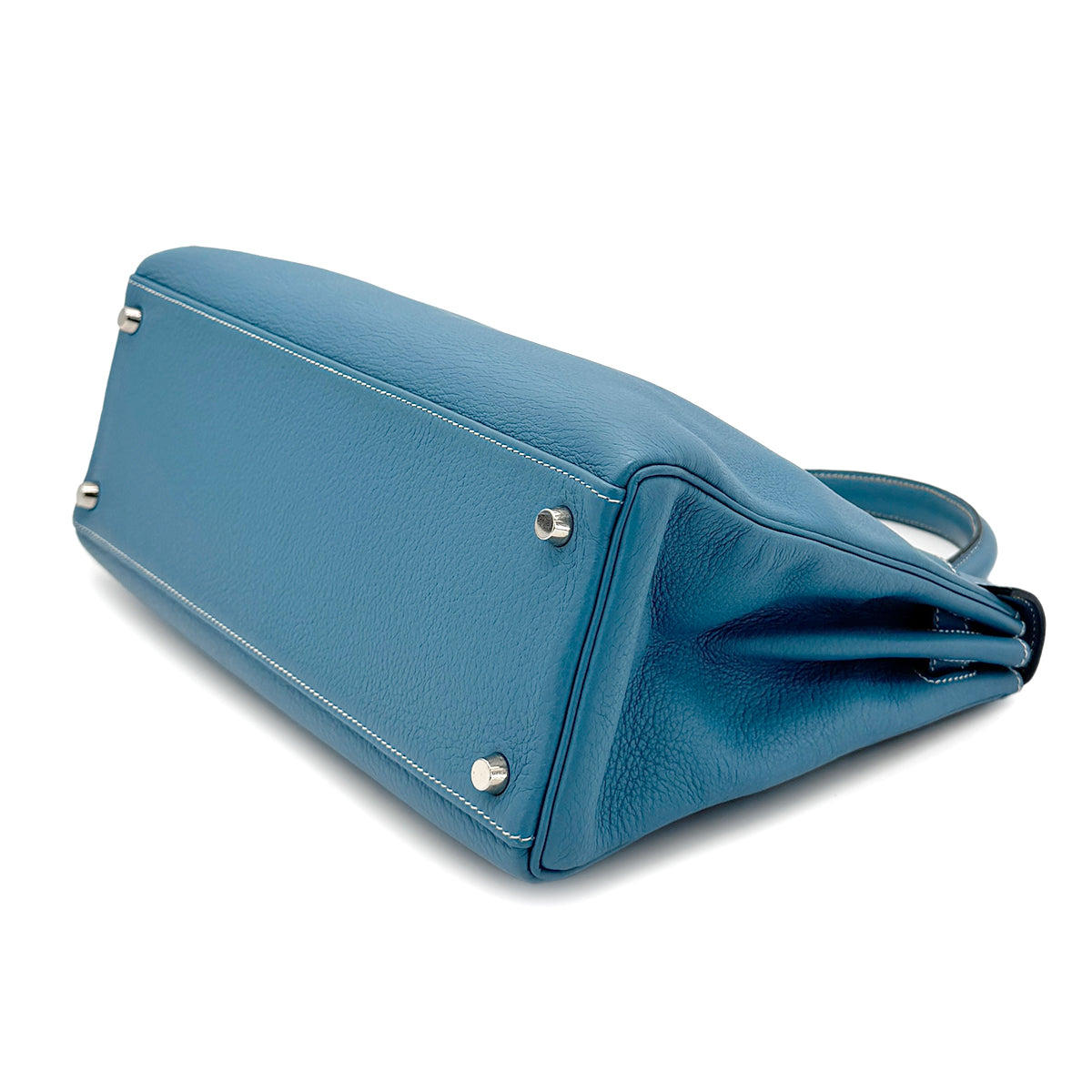 HERMES KELLY 32 RETOURNE BLUE JEAN EVERCOLOR HAND SHOULDER BAG □G SHW 90275612