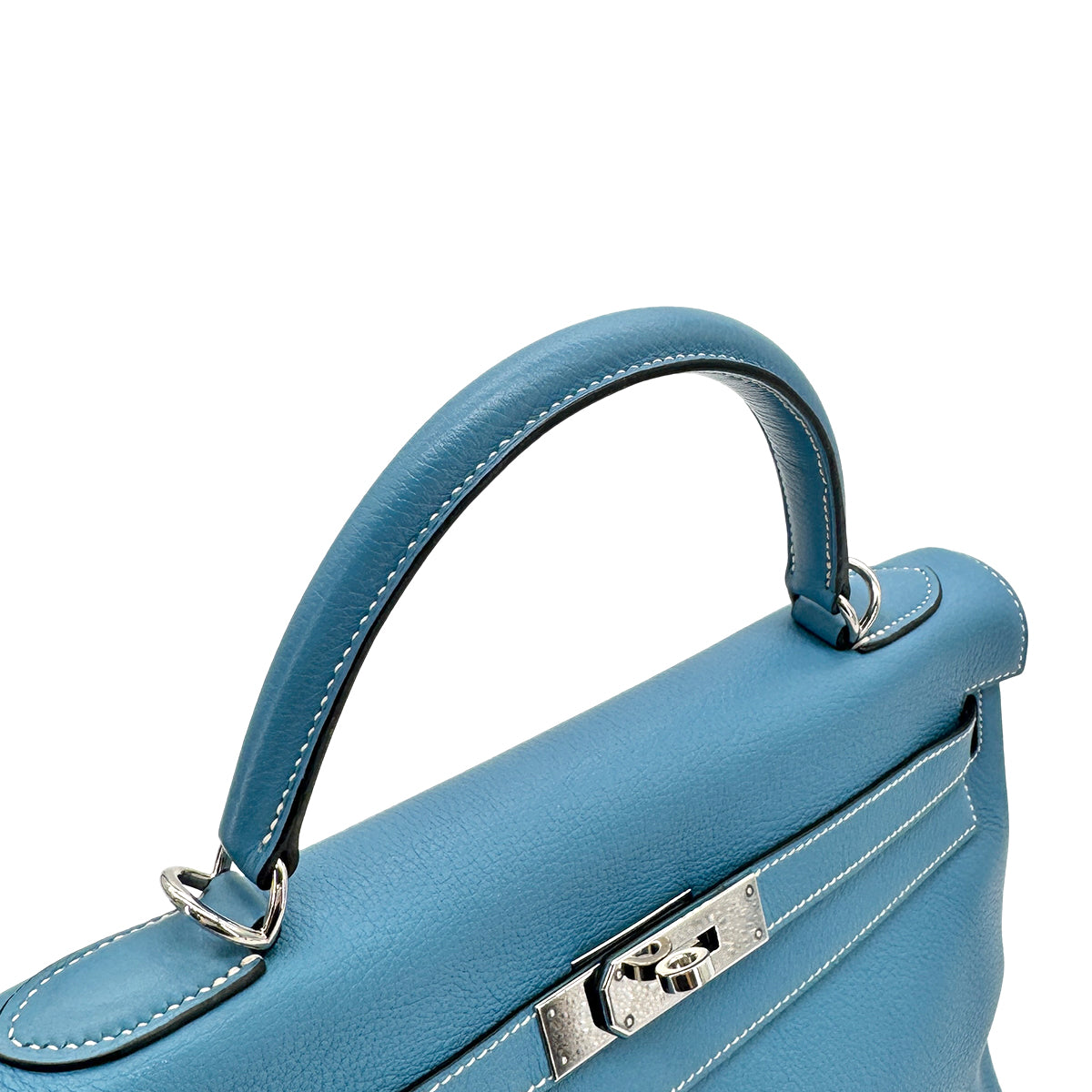 HERMES KELLY 32 RETOURNE BLUE JEAN EVERCOLOR HAND SHOULDER BAG □G SHW 90275612