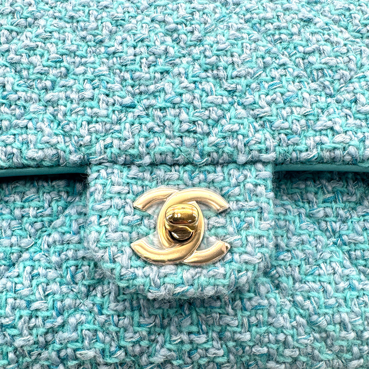 CHANEL CHAIN SHOULDER BAG BLUE TWEED 90275616