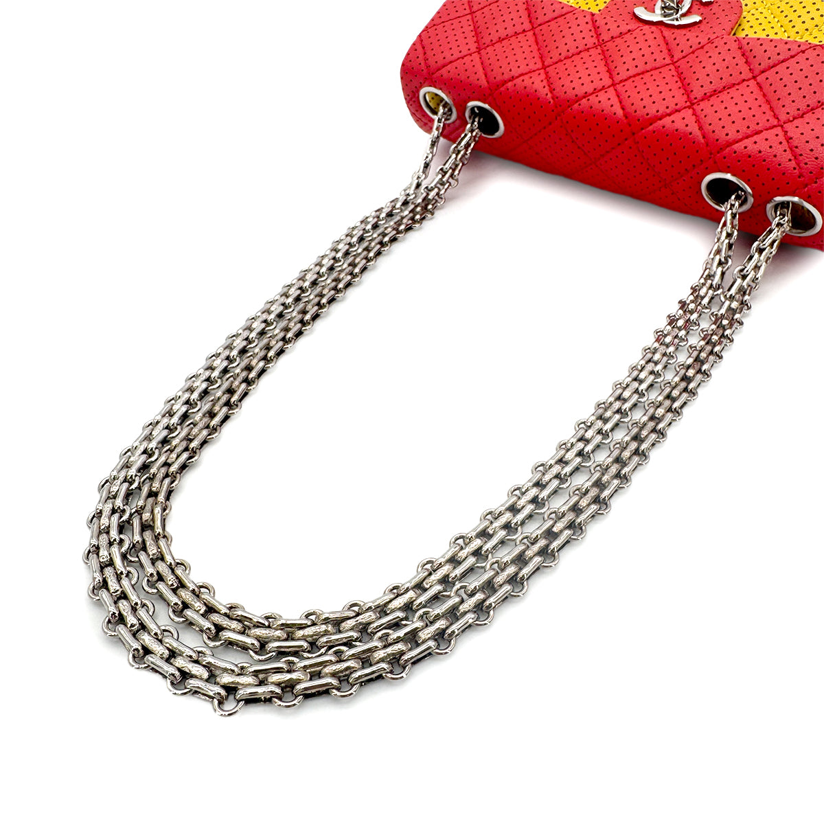CHANEL MINI MATELASSE CHAIN SHOULDER BAG PUNCHING RASTA COLORS LAMB SKIN 90275622